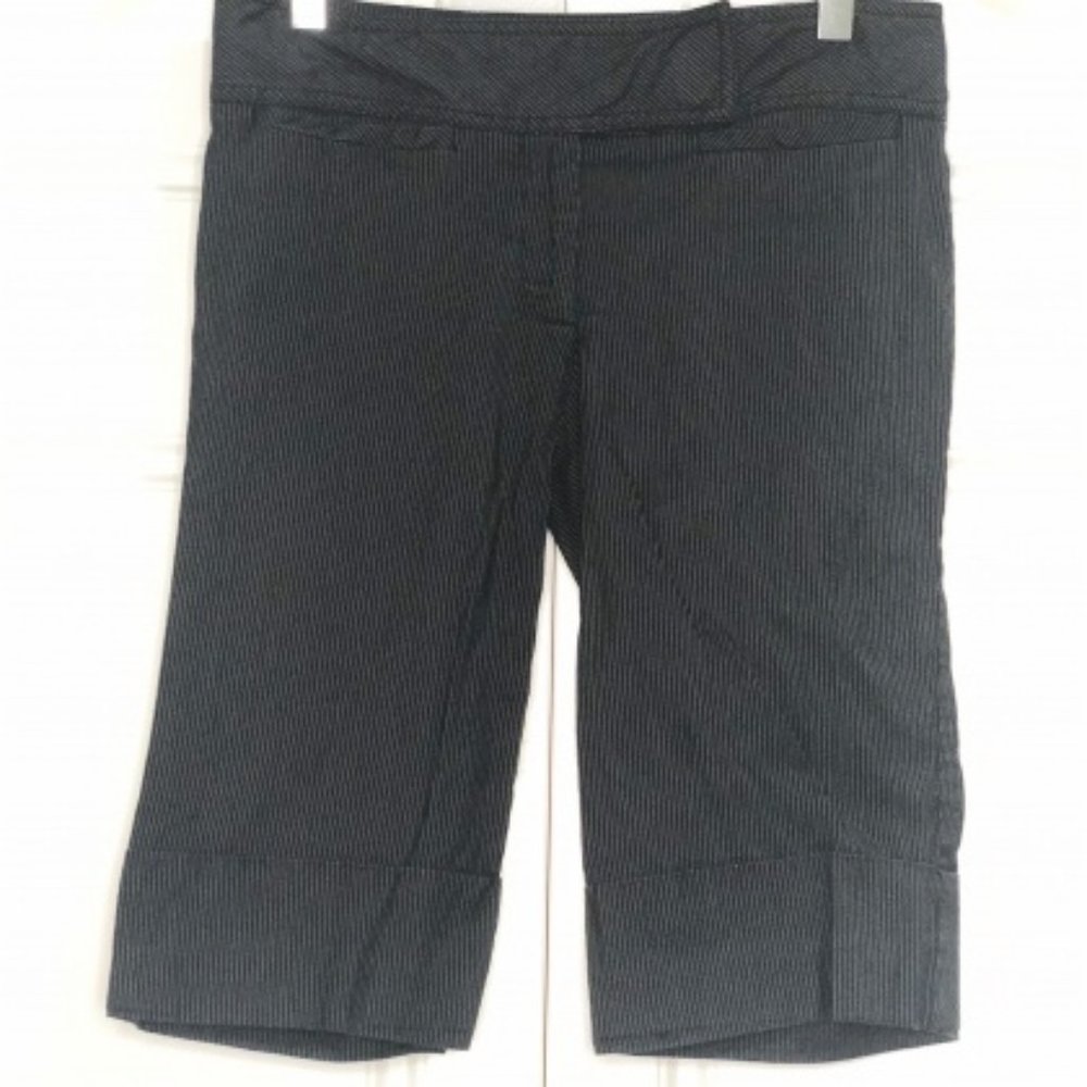 Bebe Capris 2 Black White Stripe Cuffed Pant
